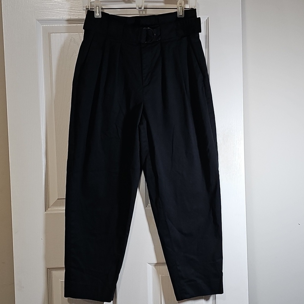Banana Republic Black High Waist Cotton Paperbag Pants Trousers Belted Size 4